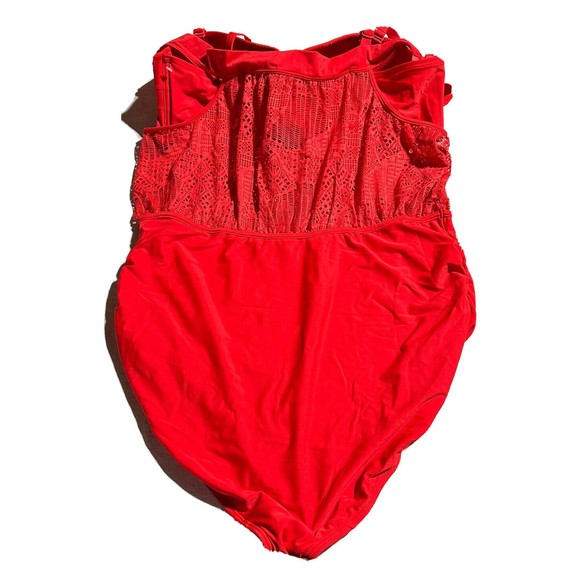 Swim by Cacique Off The Shoulder Blouson Swimsuit One Piece Bandeau Bra 46DD - Picture 13 of 16